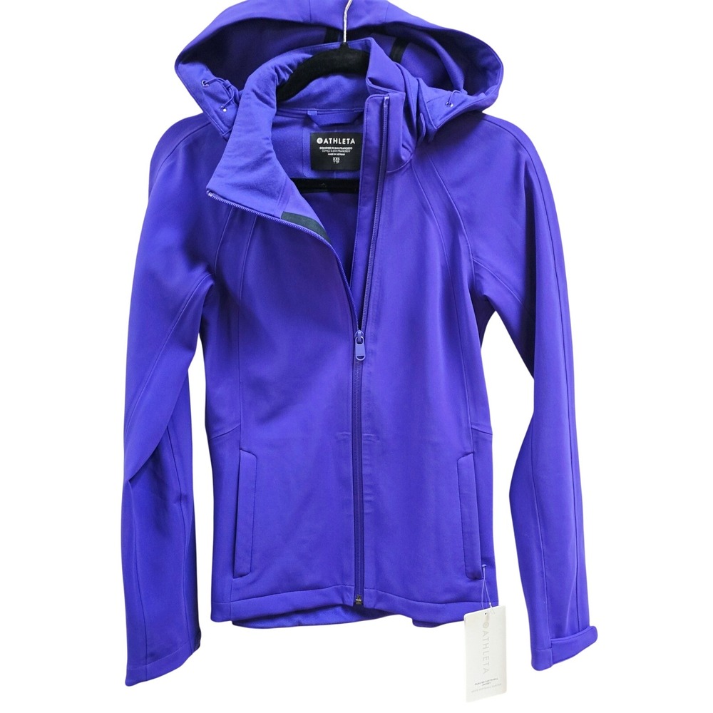 Athleta Glacier Softshell Jacket Purple Hooded Full Zip Womens XXS New